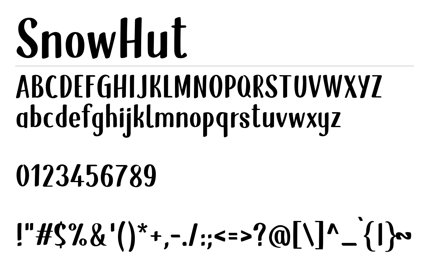 SnowHut Typeface Glyphset preview