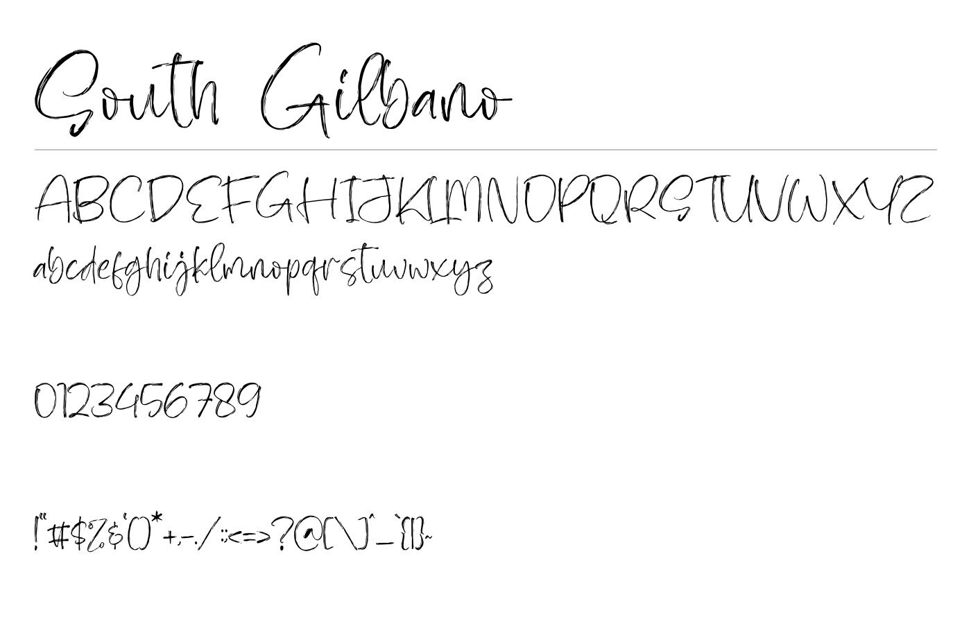 South Gilbano Font preview