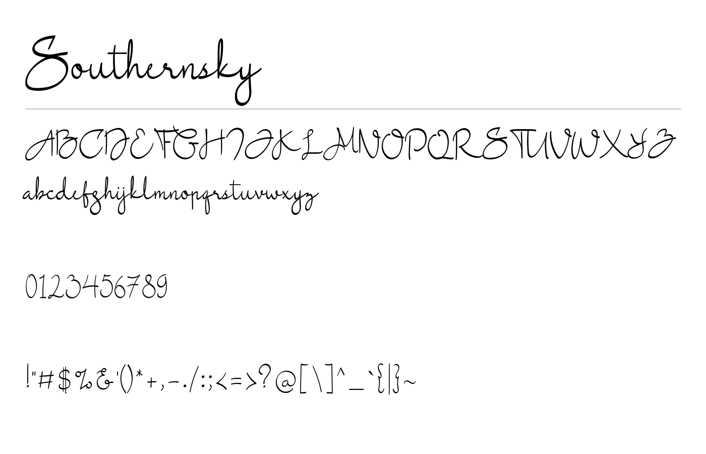 Southernsky Font preview