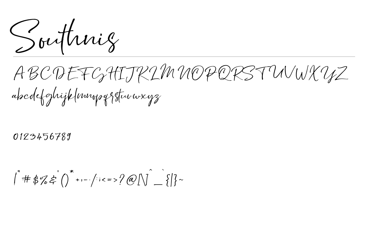Southnis Script Font preview