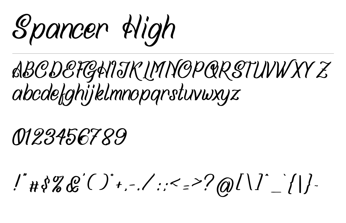 Spancer High Font preview