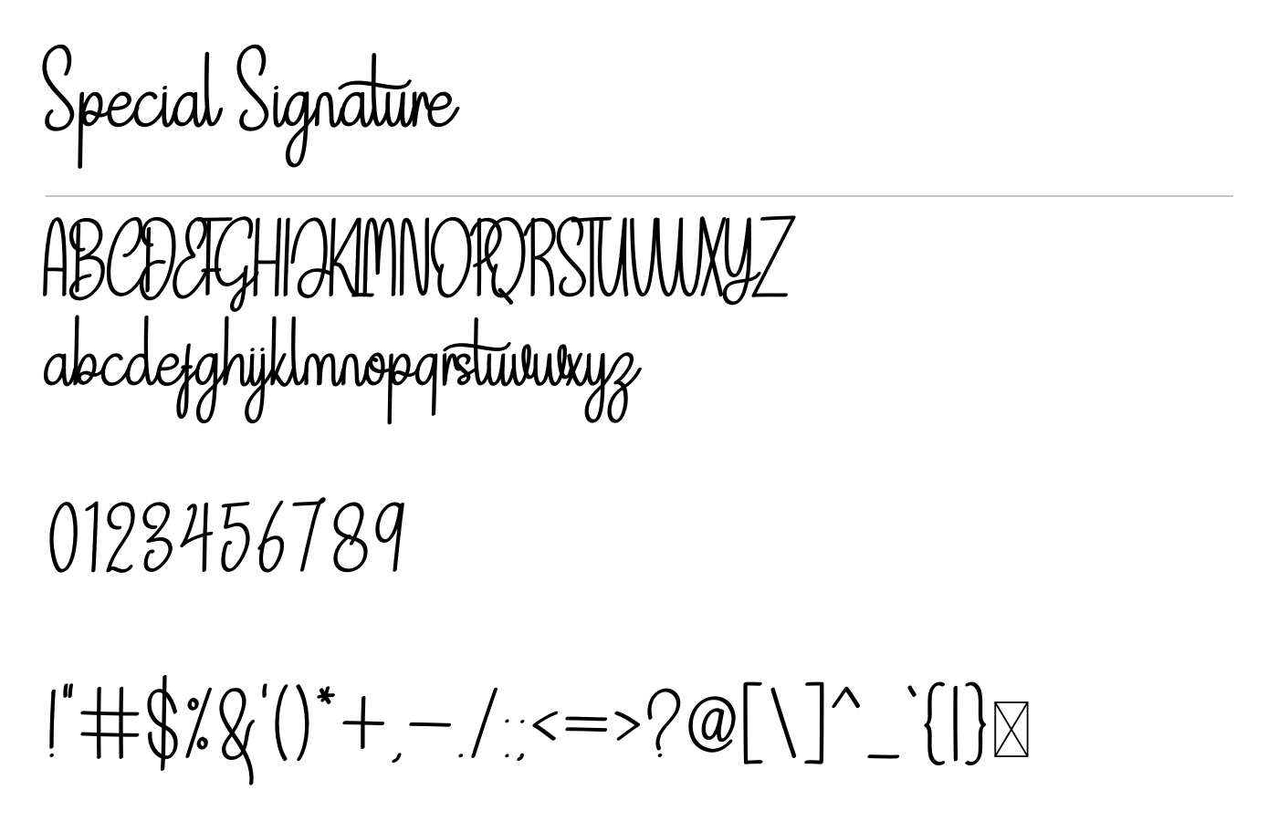 Special Signature Font preview