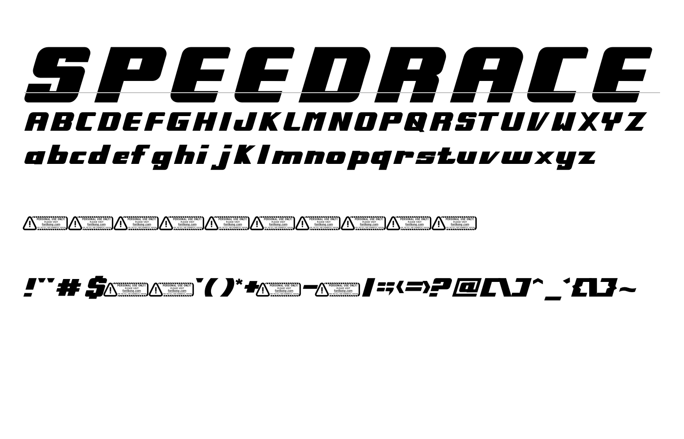 Speedrace Racing Font preview
