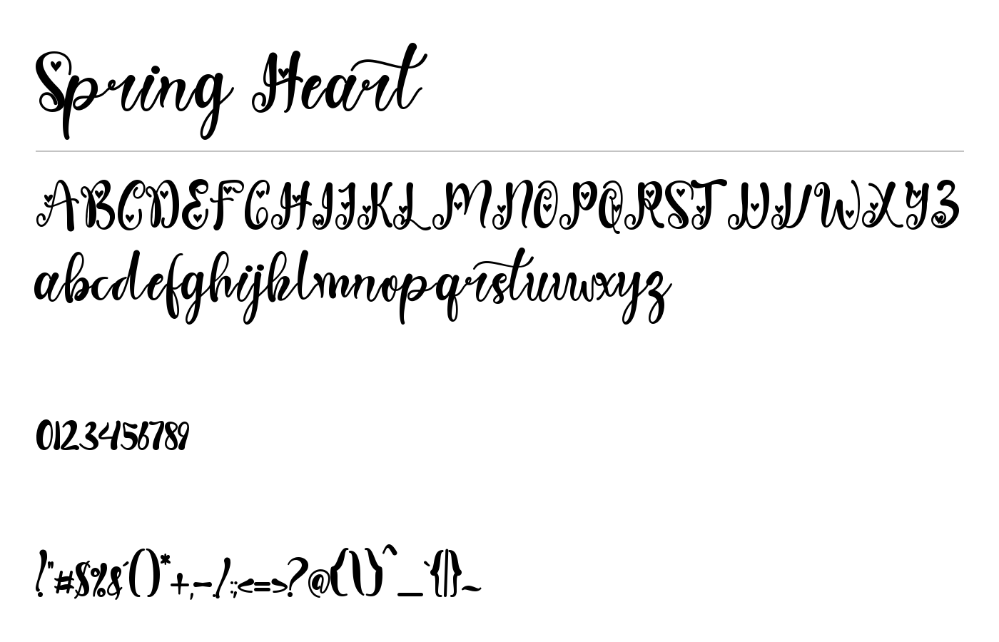 Spring Heart Font preview