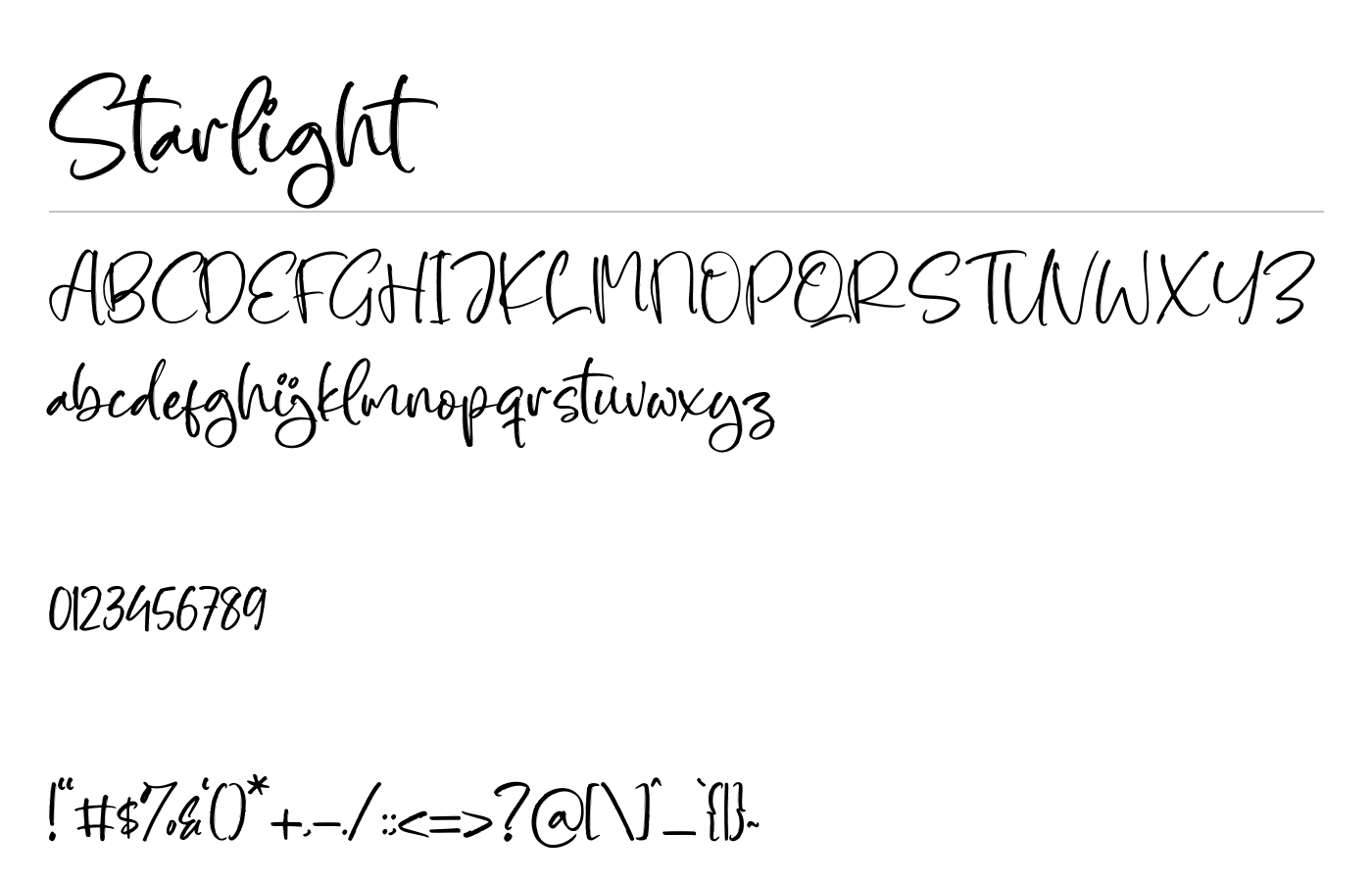 Starlight Font preview