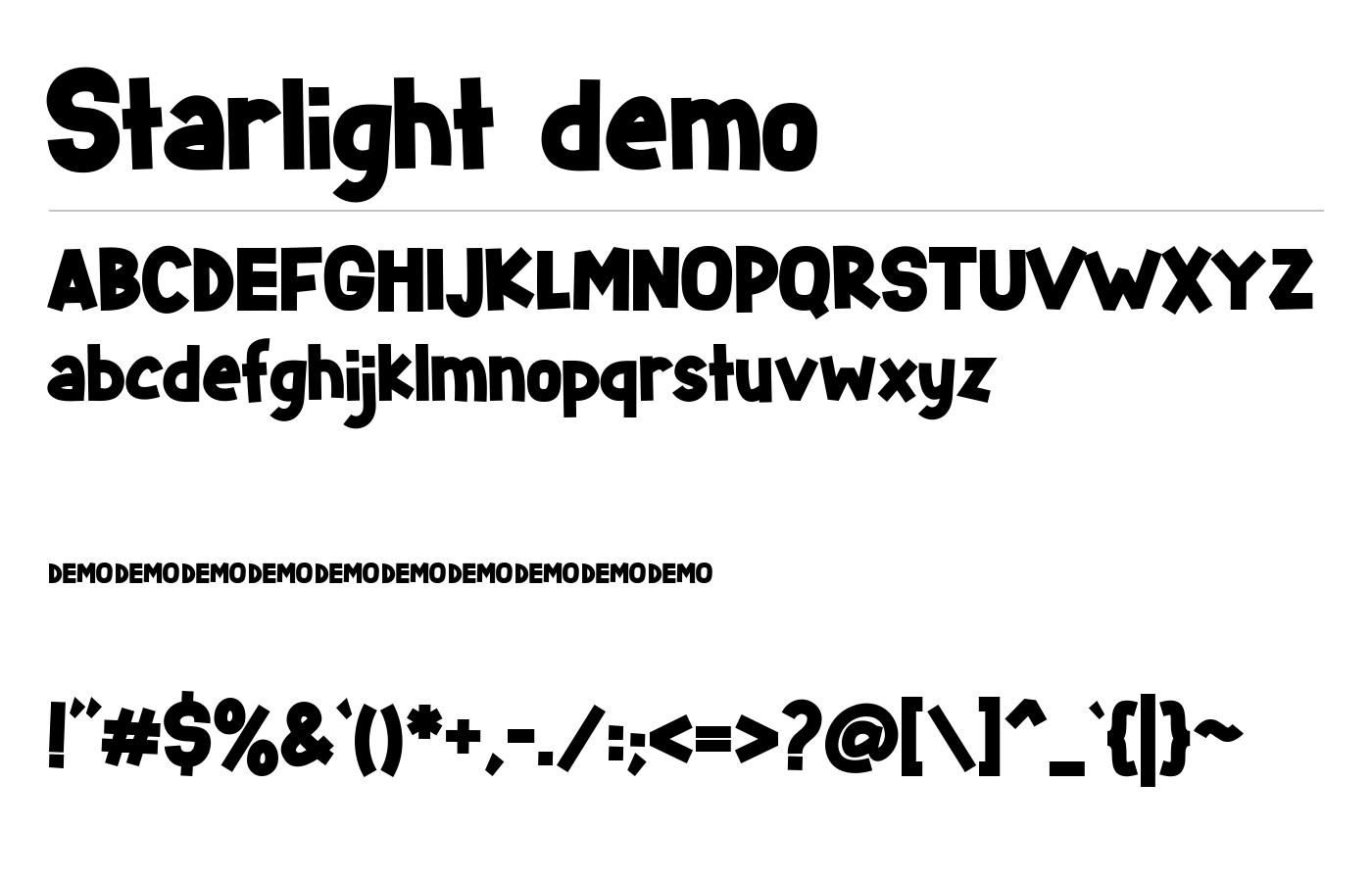 Starlight Font preview