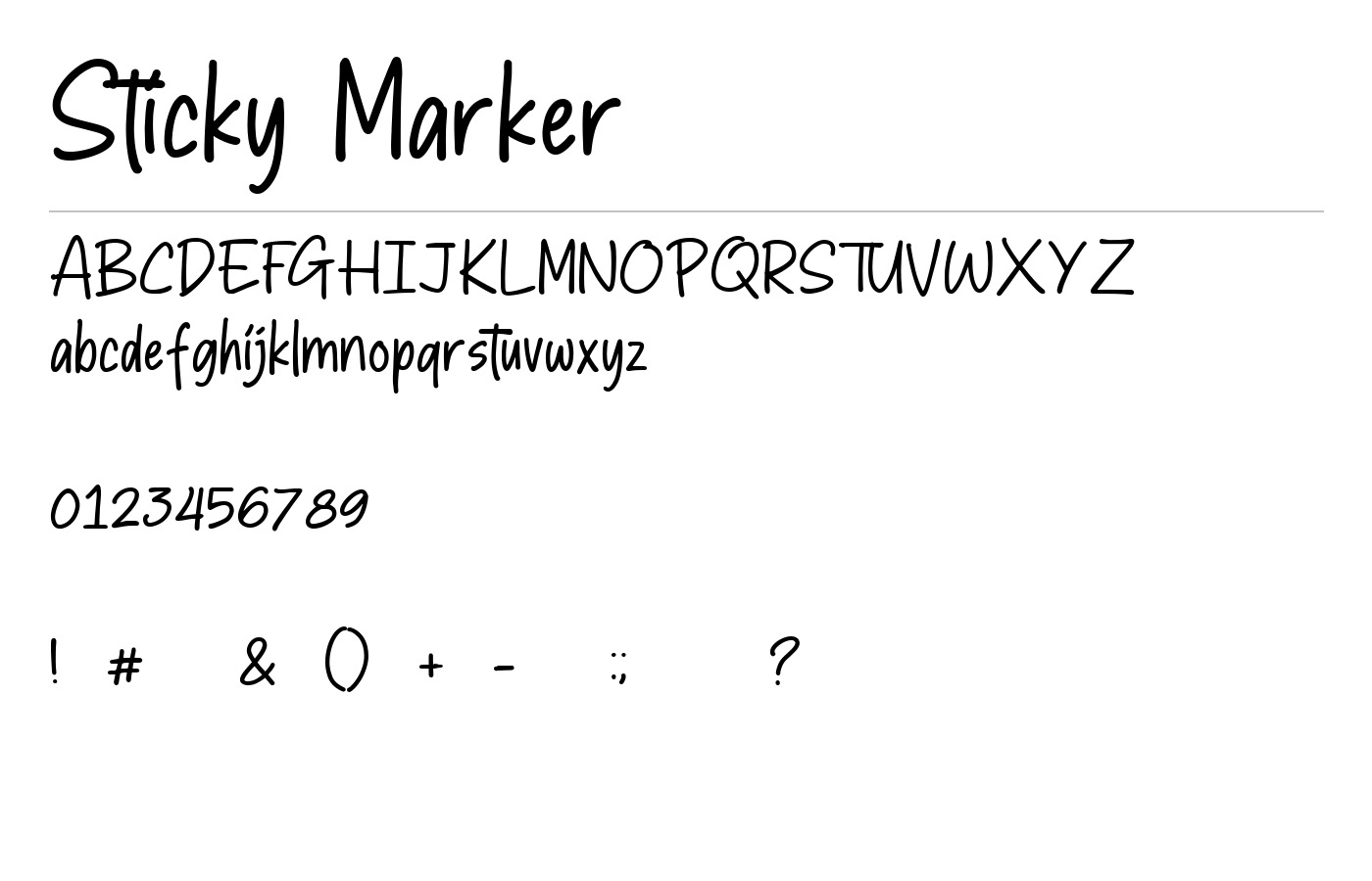 Sticky Marker Font preview