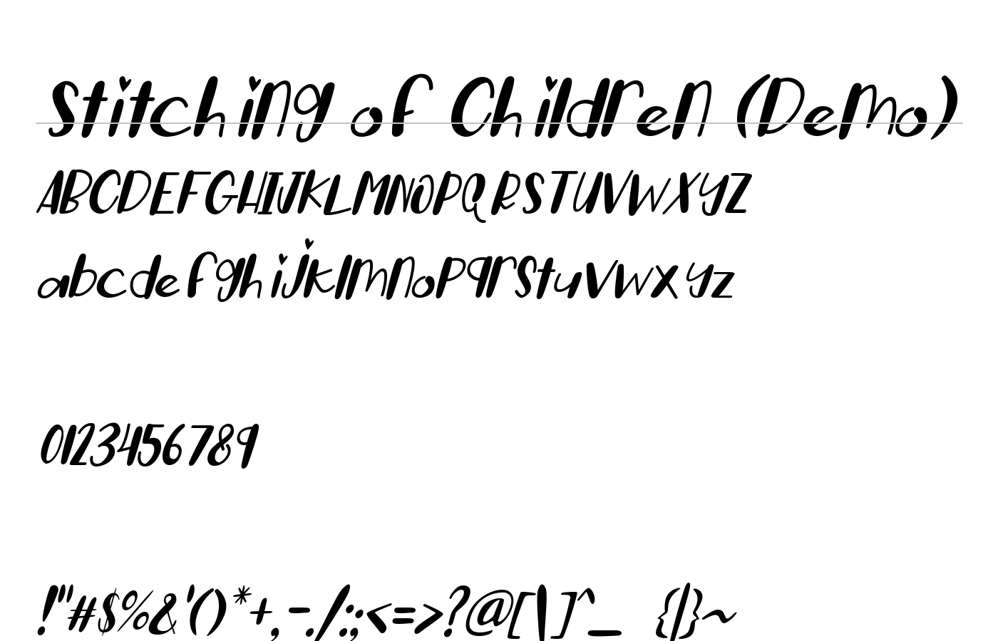 Stitching of Children Font preview