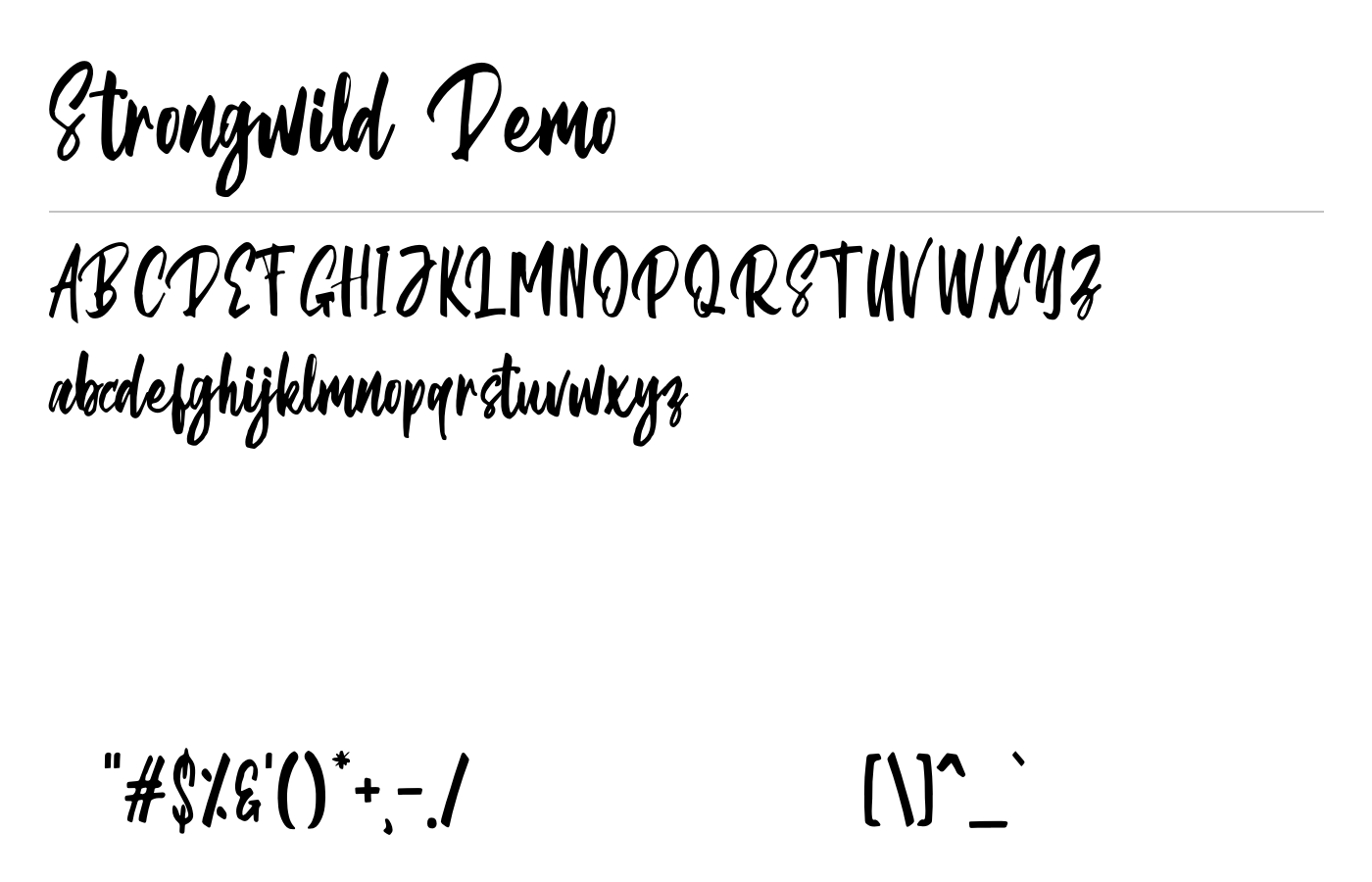 Strongwild Handwritten Brush Font preview