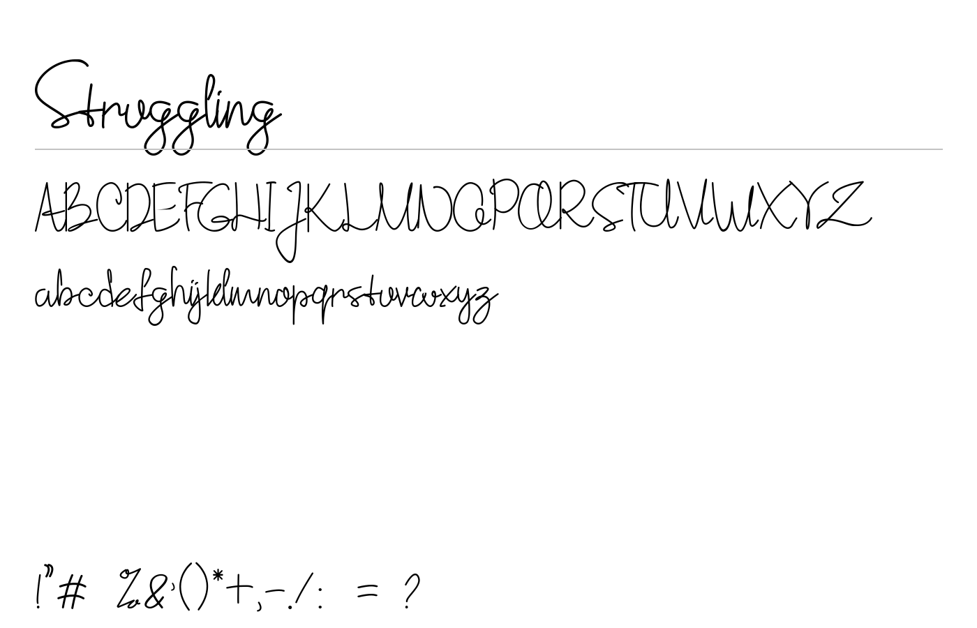Struggling Font preview