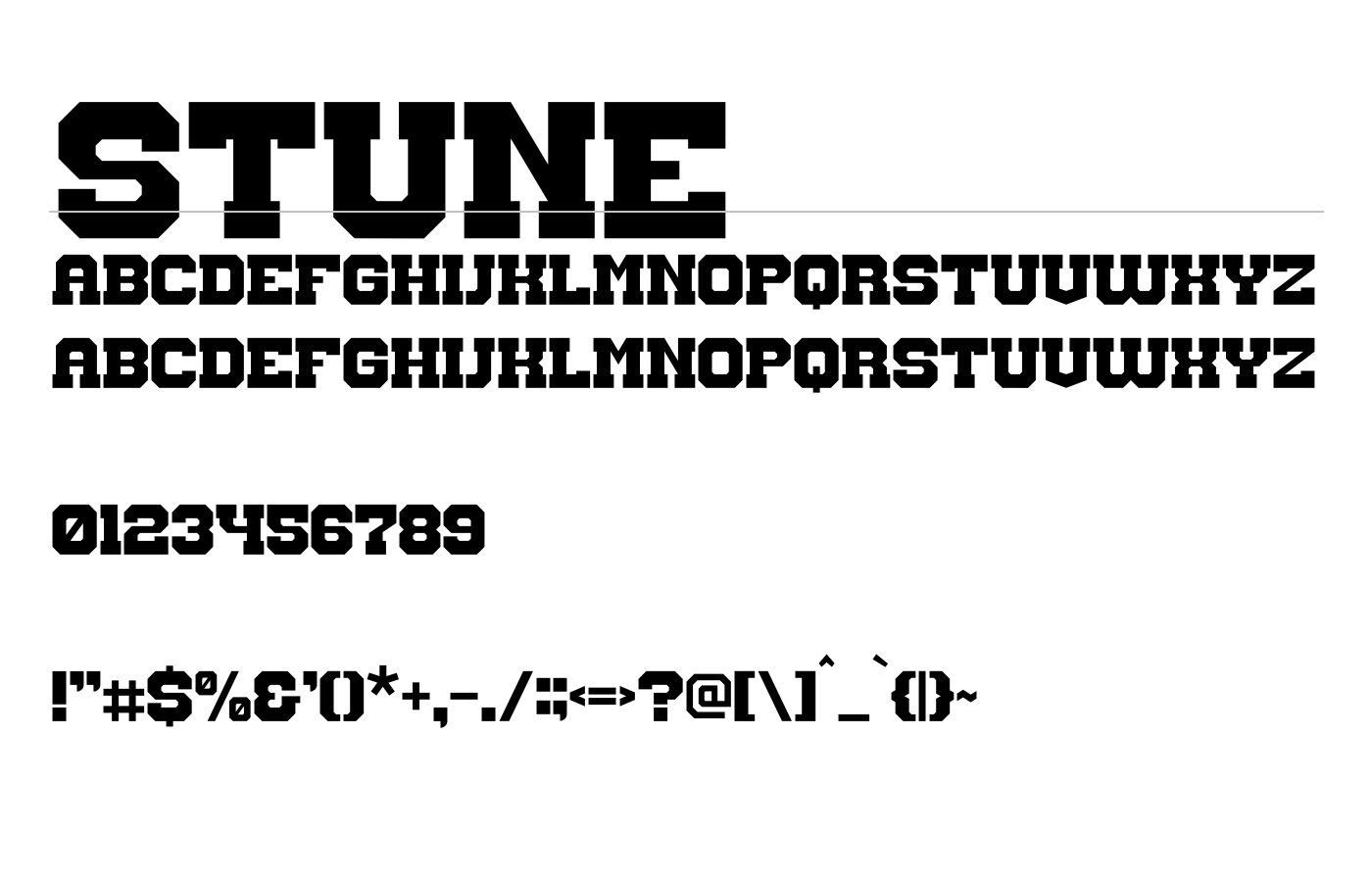 Stune Font preview