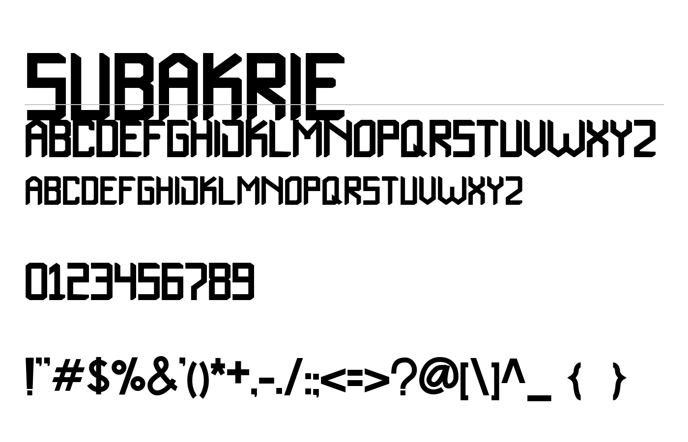 Subakrie Font preview