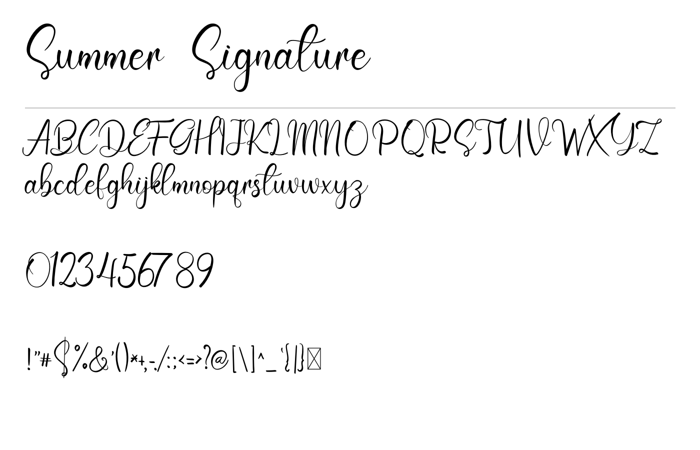 Summer Signature Font preview