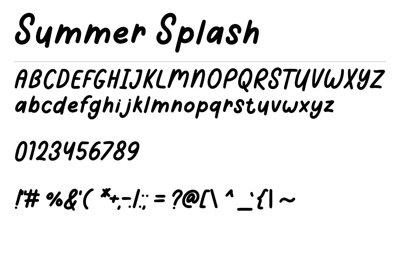 Summer Splash Font preview