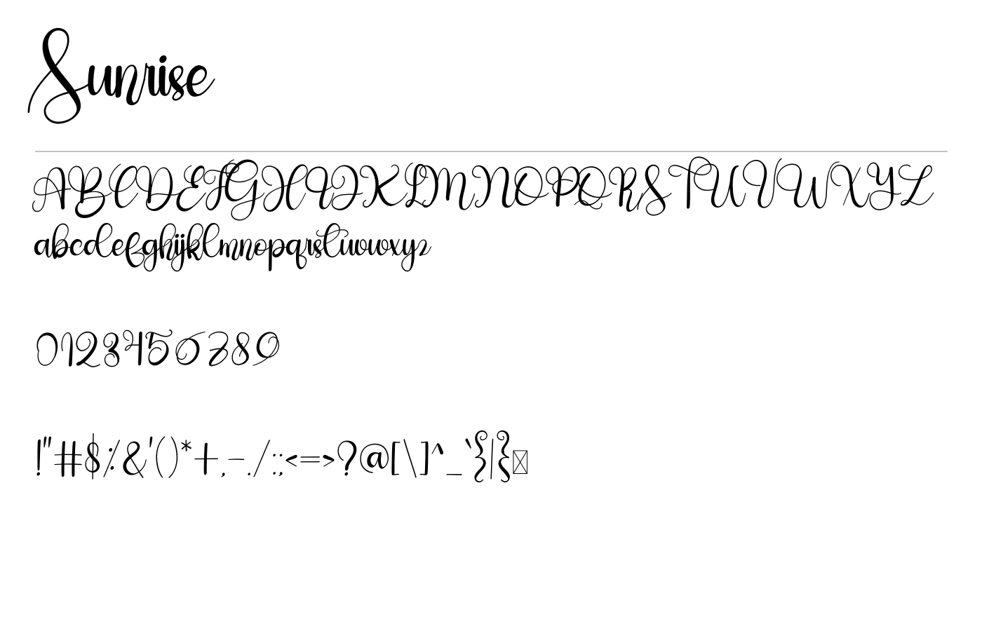 Sunrise Font preview
