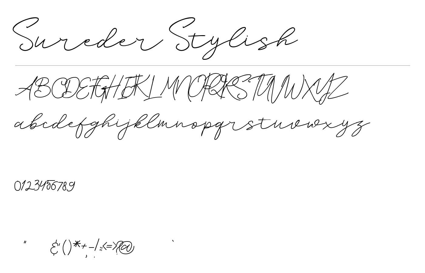 Sureder Stylish Script Font preview