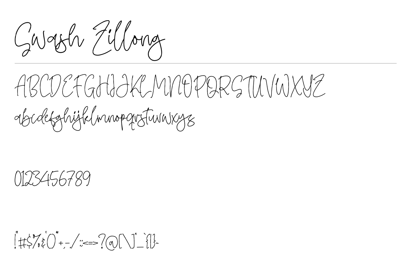 Swash Zillong Font preview