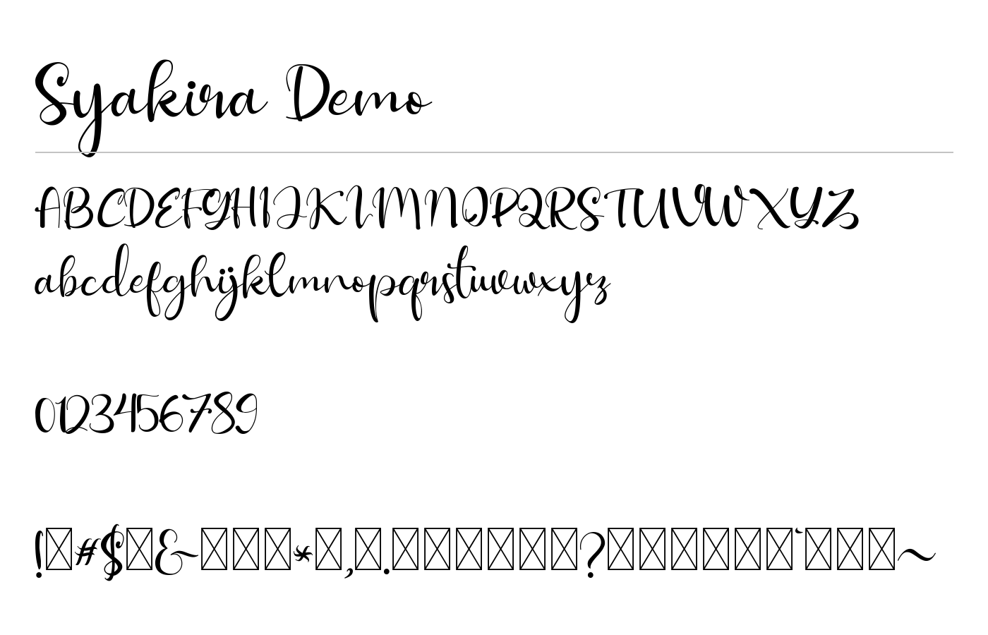 Syakira Font preview