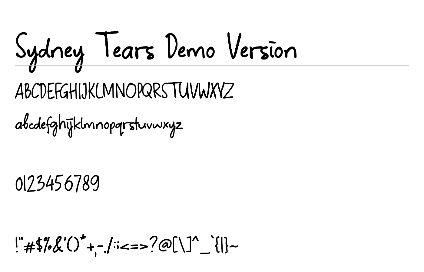 Sydney Tears Font preview
