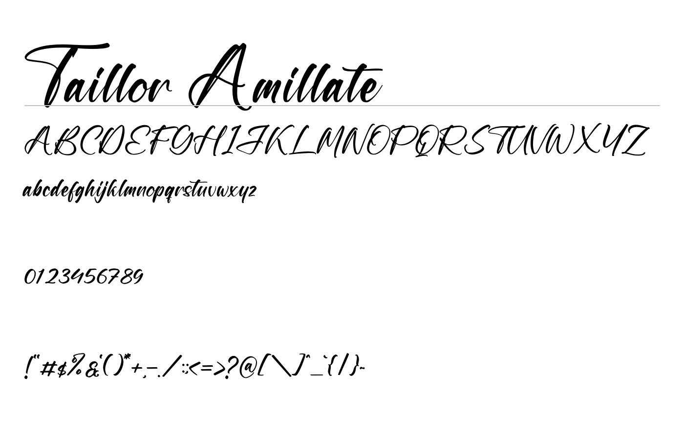 Taillor Amillate Font preview