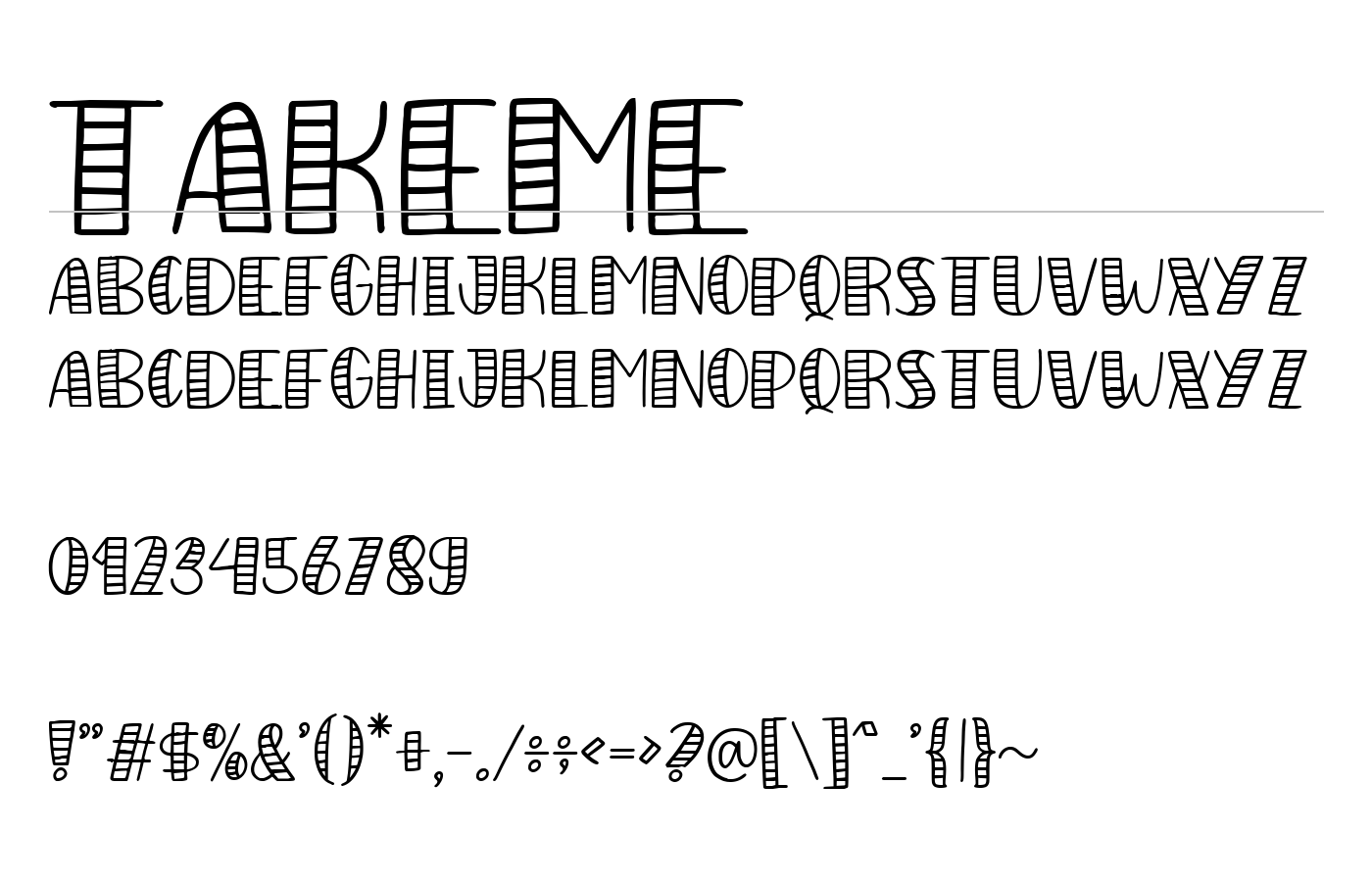 Takeme Font preview