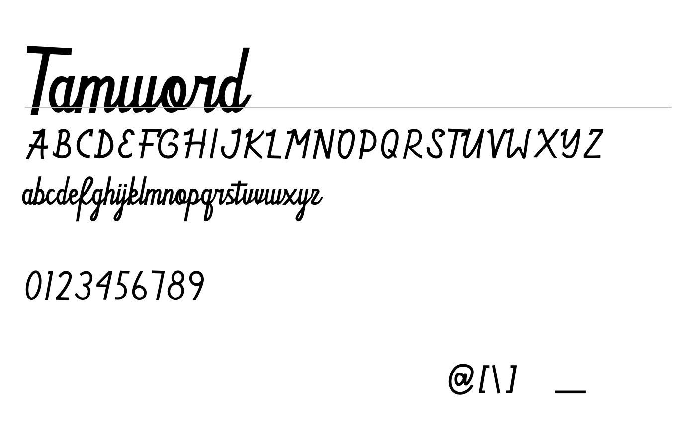 Tamword Font preview
