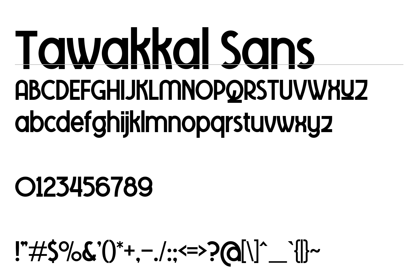 Tawakkal Sans Font preview