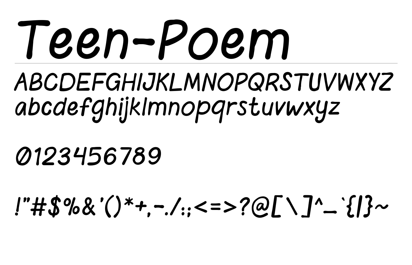 Teen Poem Font preview