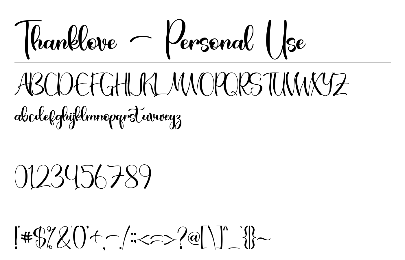 Thanklove Font preview