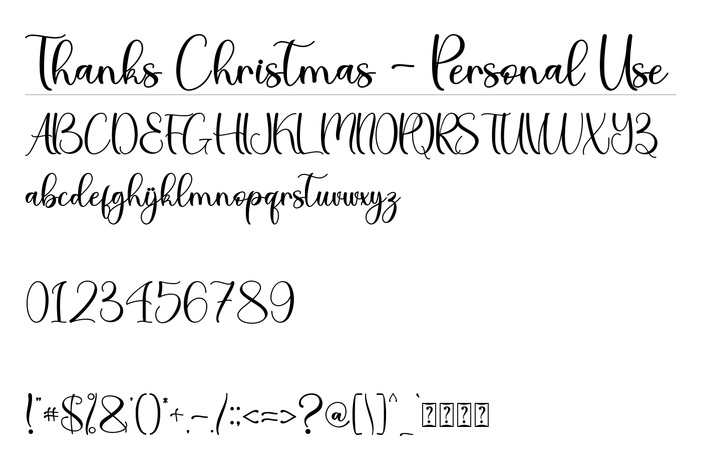 Thanks Christmas Font preview