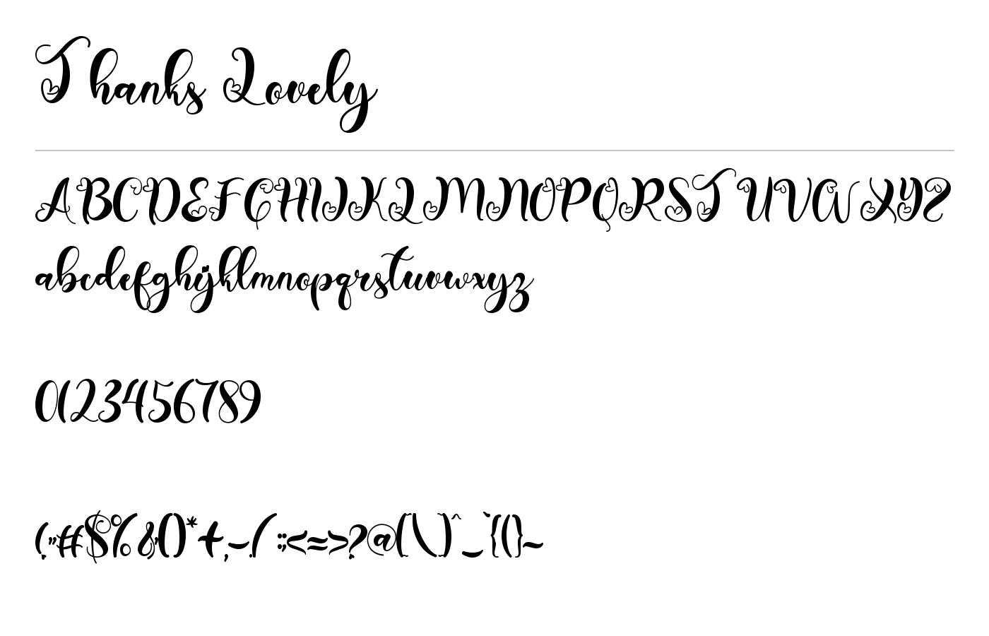 Thanks Lovely Font preview