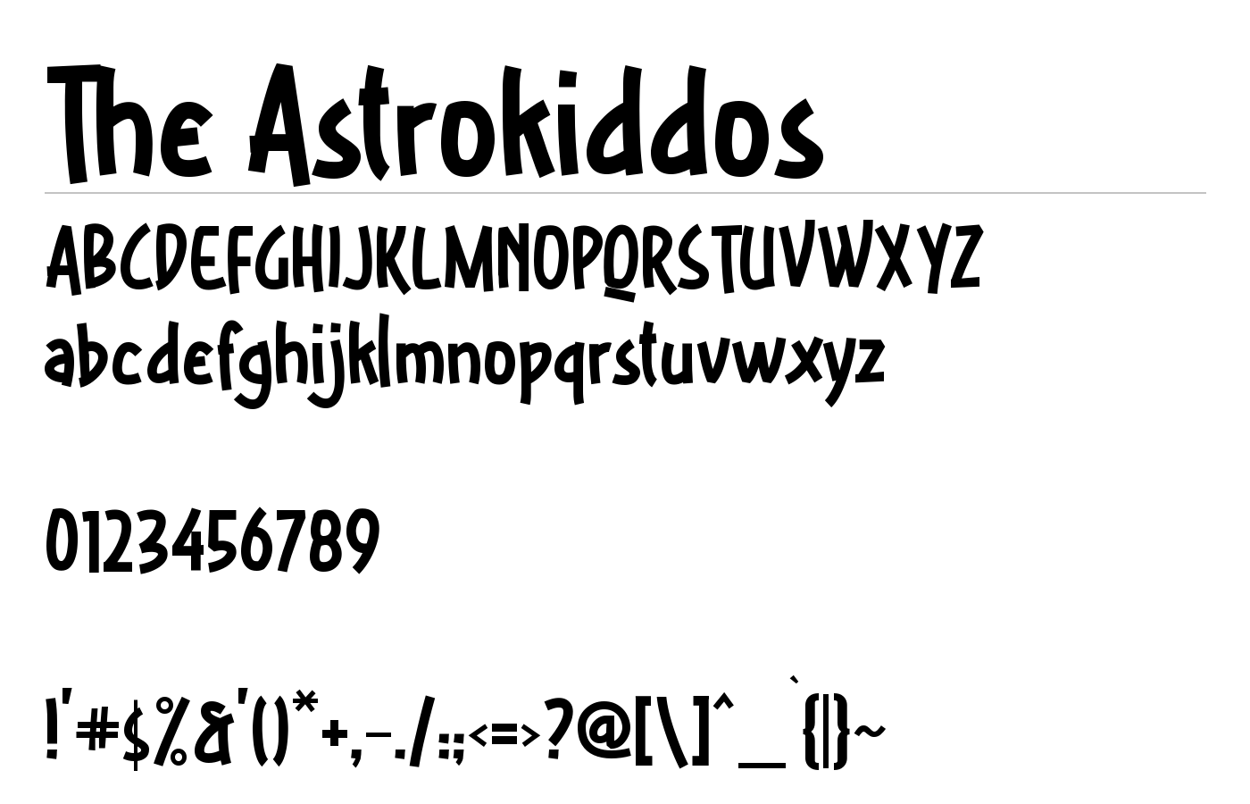 The Astrokiddos Font preview