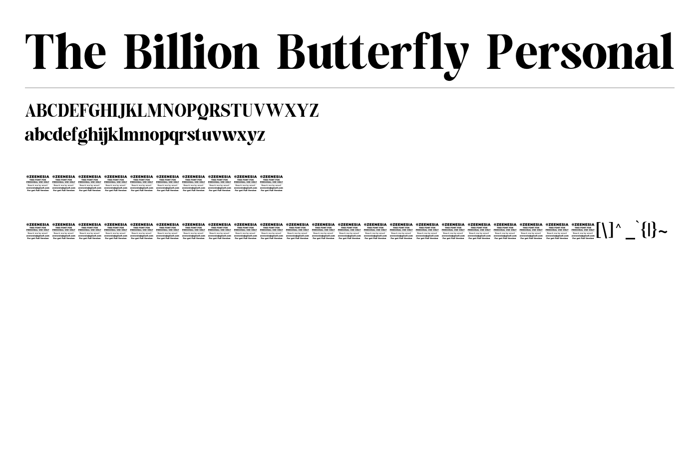 The Billion Butterfly Font preview