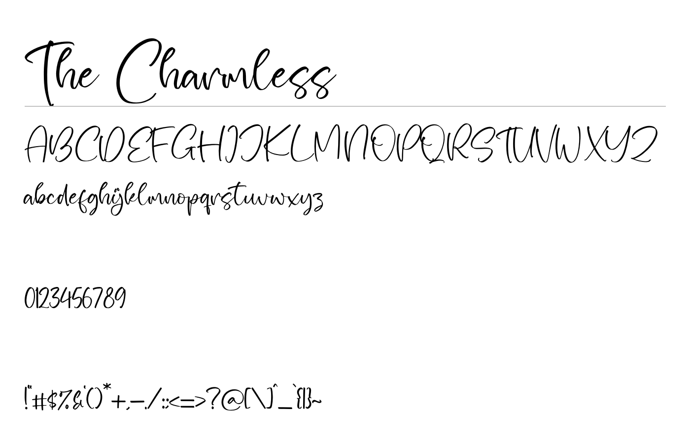 The Charmless Font preview