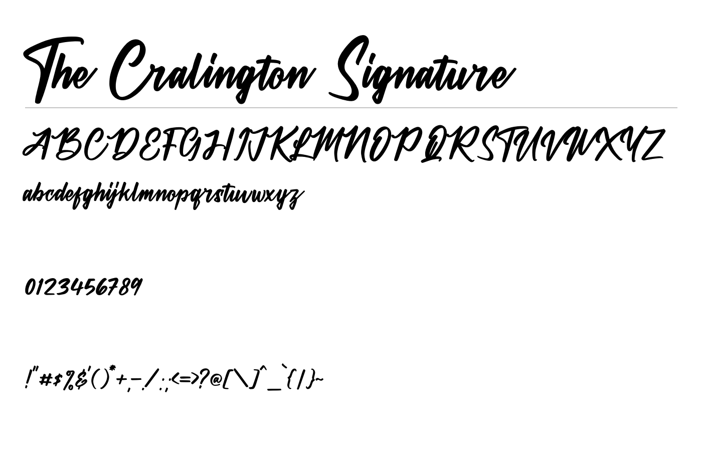 The Cralington Signature Font preview