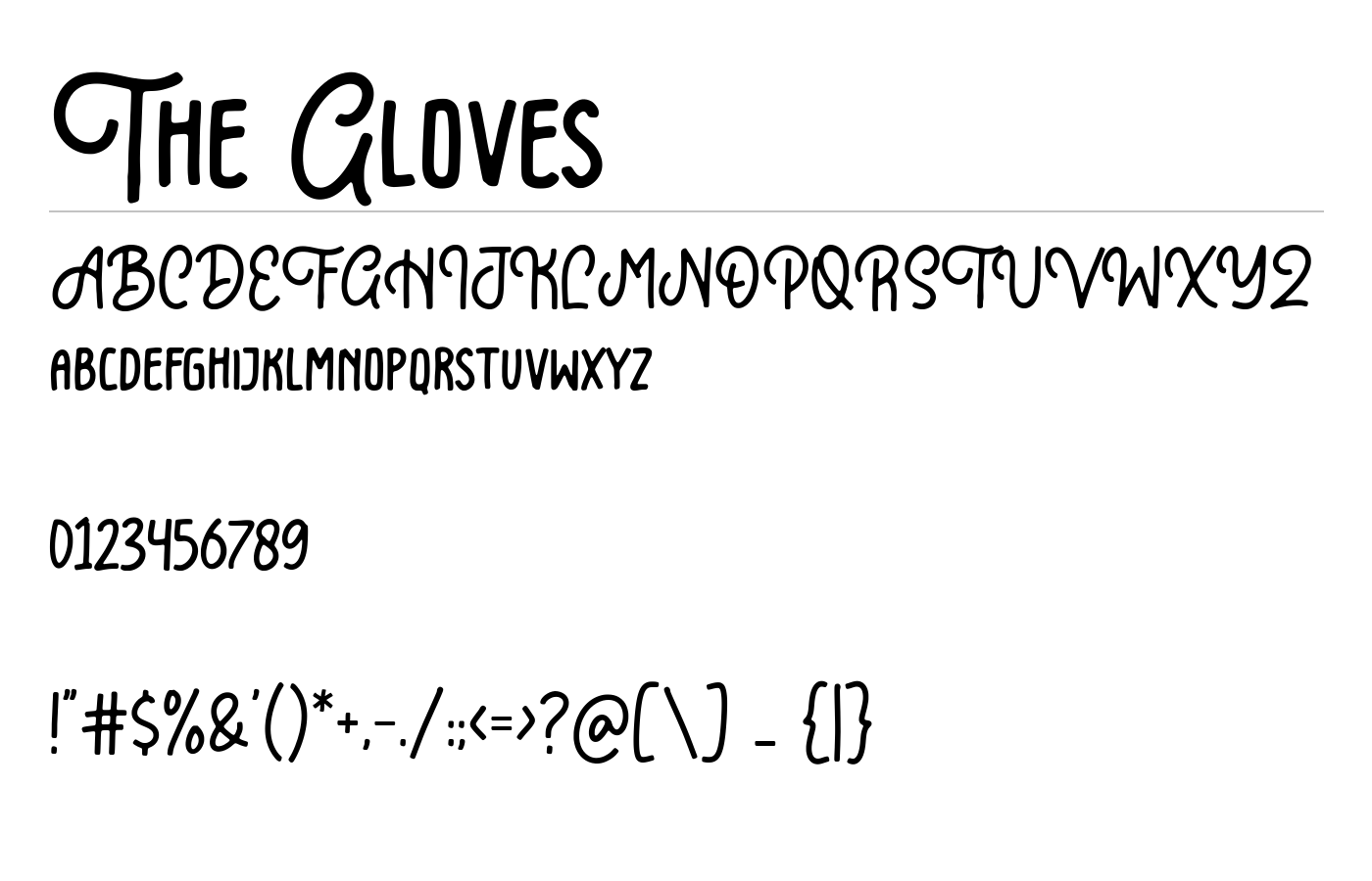 The Gloves Font preview