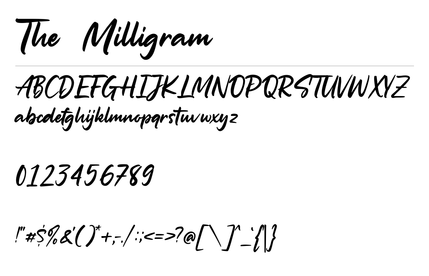 The Milligram Font preview