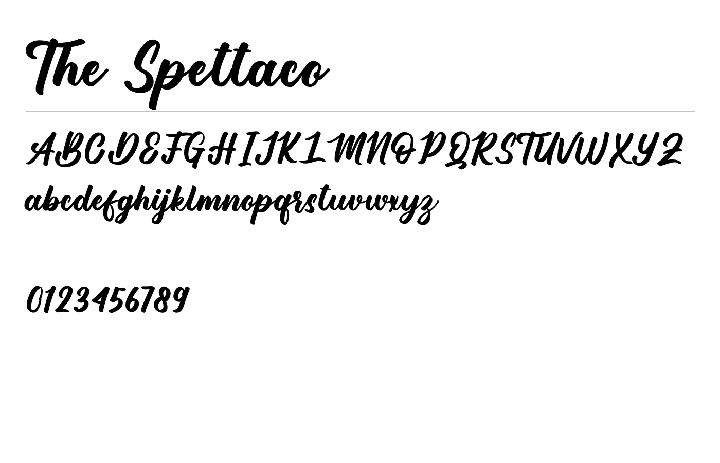 The Spettaco Font preview