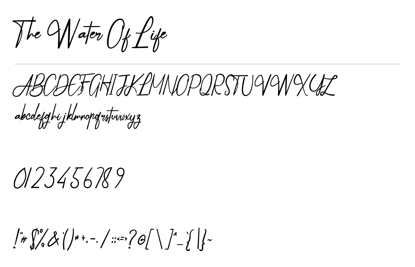 The Water of Life Font preview