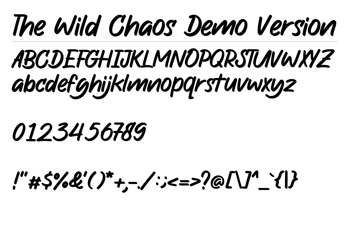 The Wild Chaos Font preview