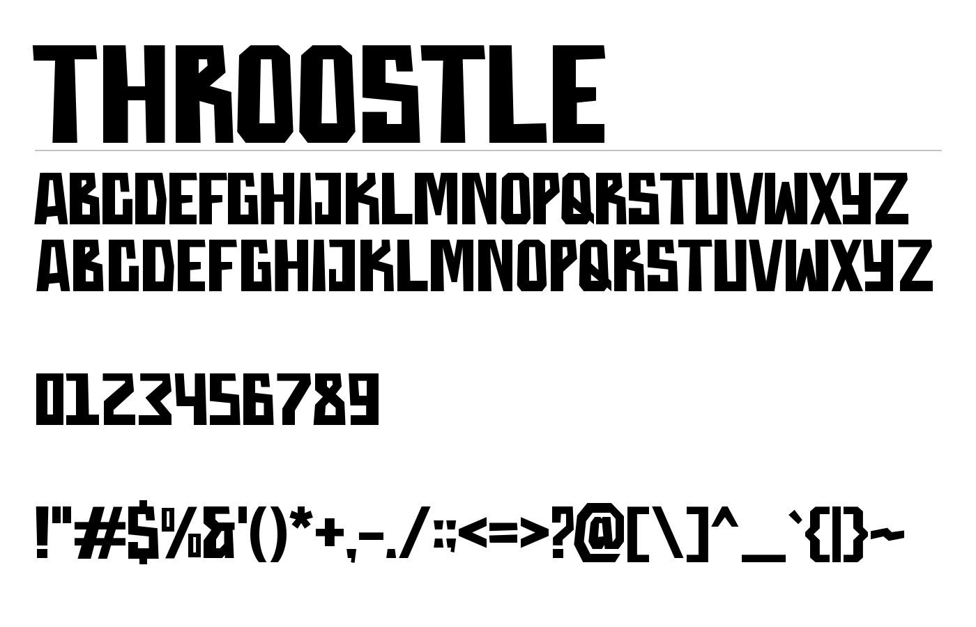 Throostle Font preview