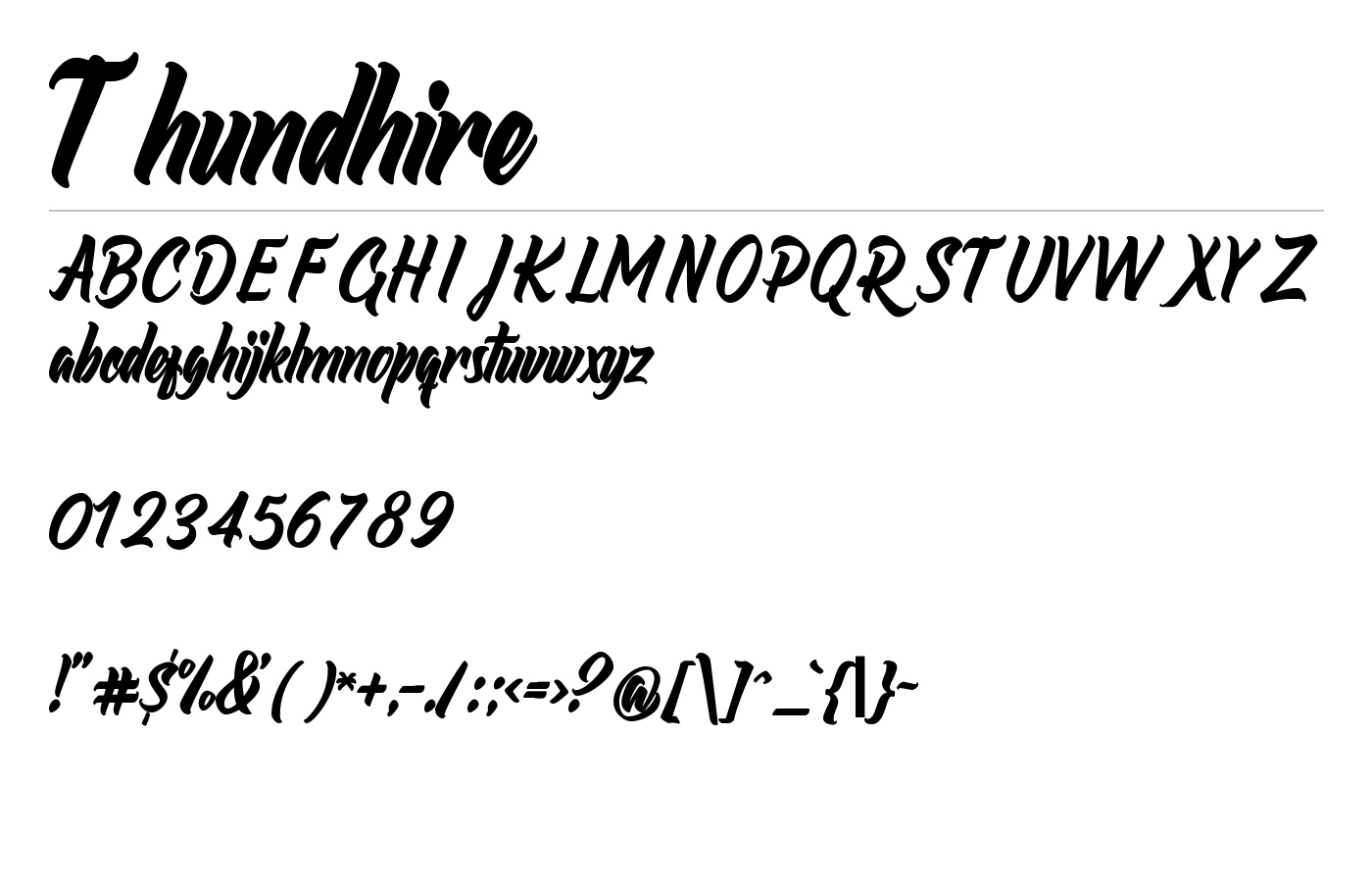 Thundhire Font preview