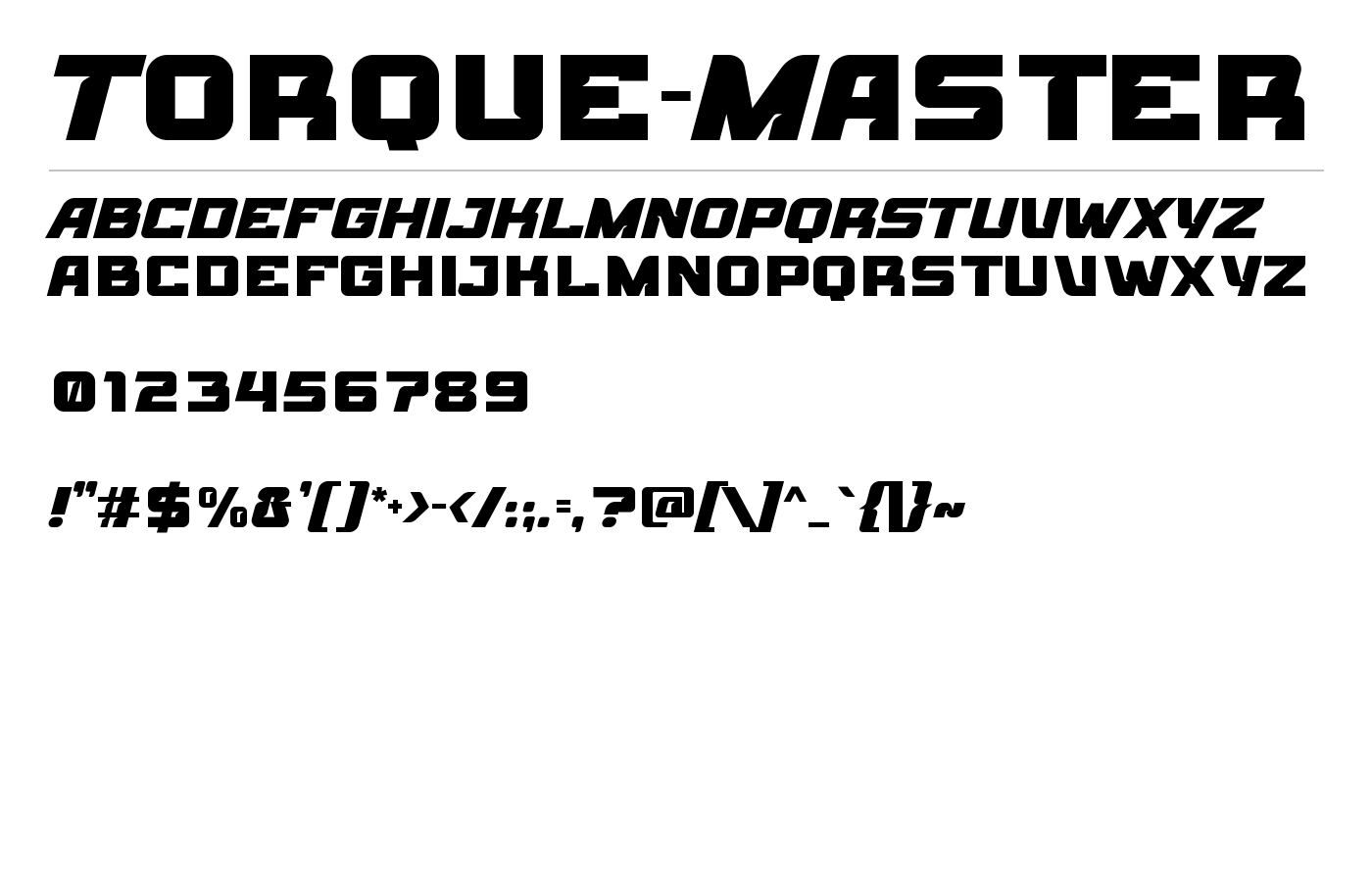 Torque Master Font preview