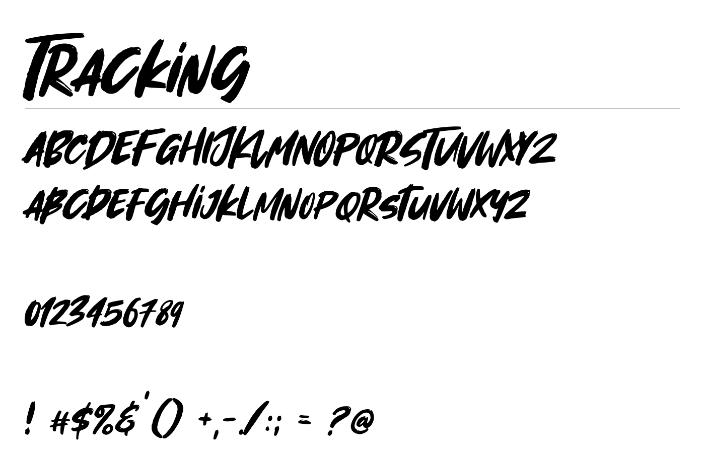 Tracking Brush Font preview