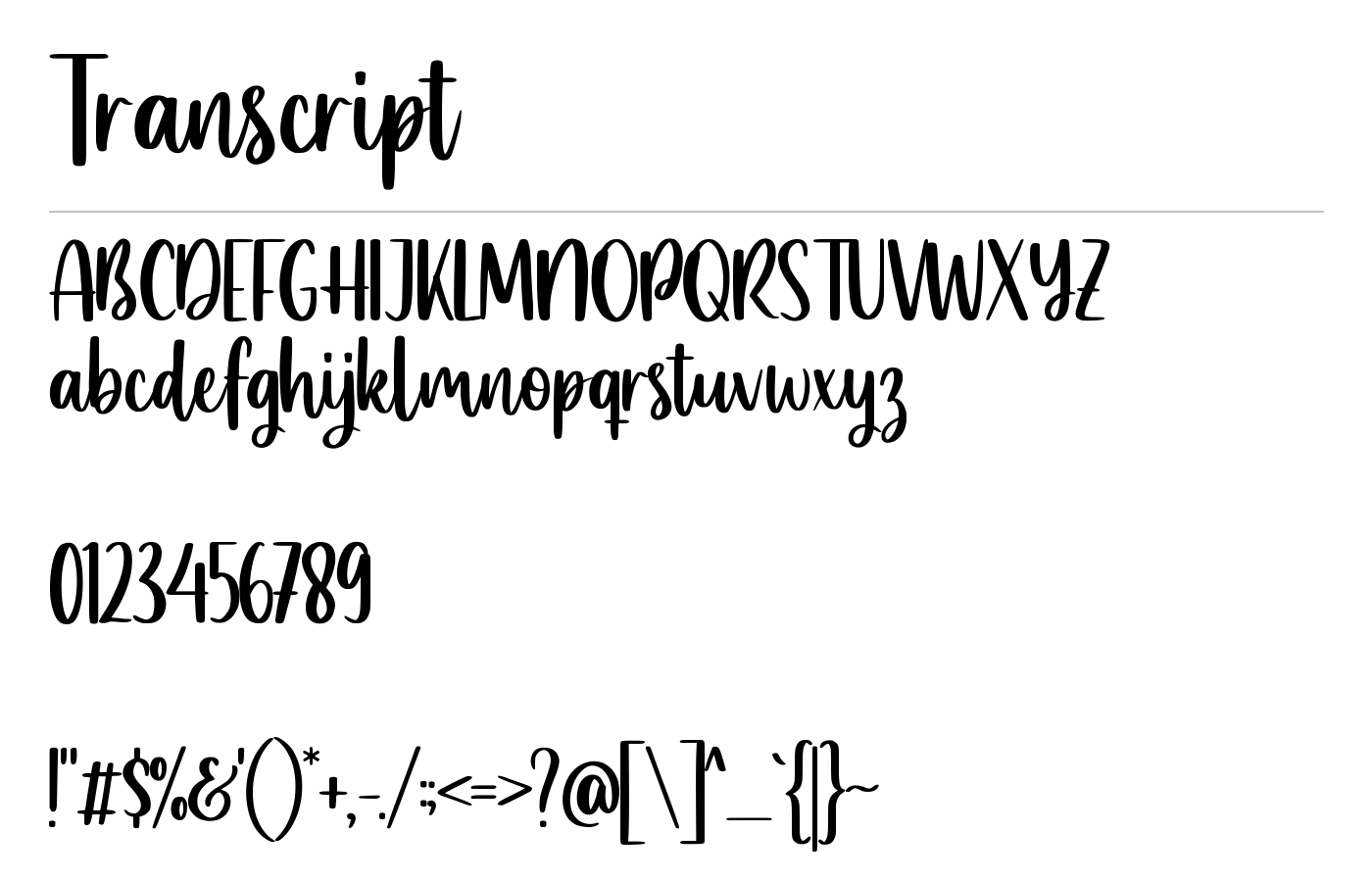 Transcript Font preview