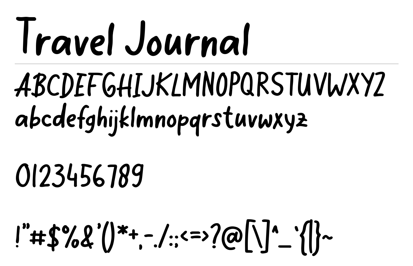 Travel Journal Font preview