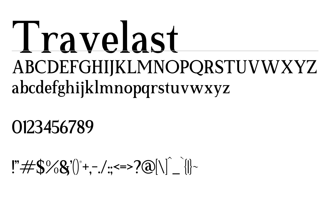 Travelast Font preview