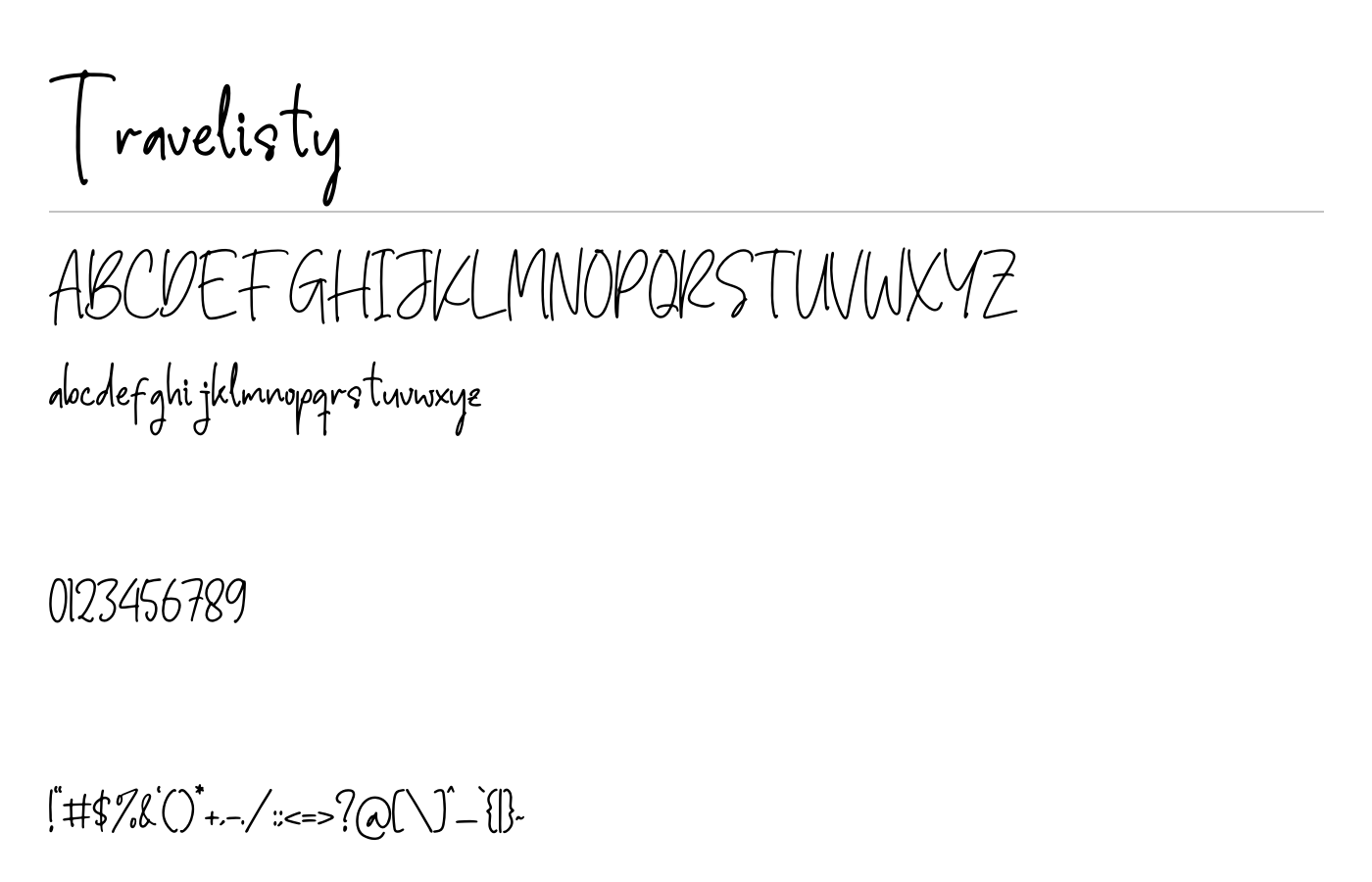 Travelisty Font preview