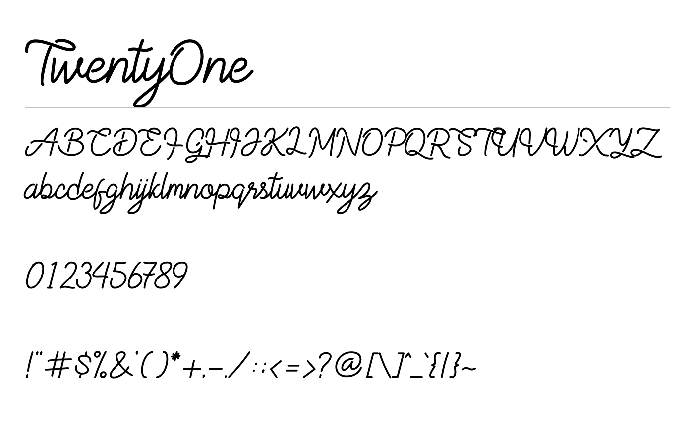 TwentyOne Font preview