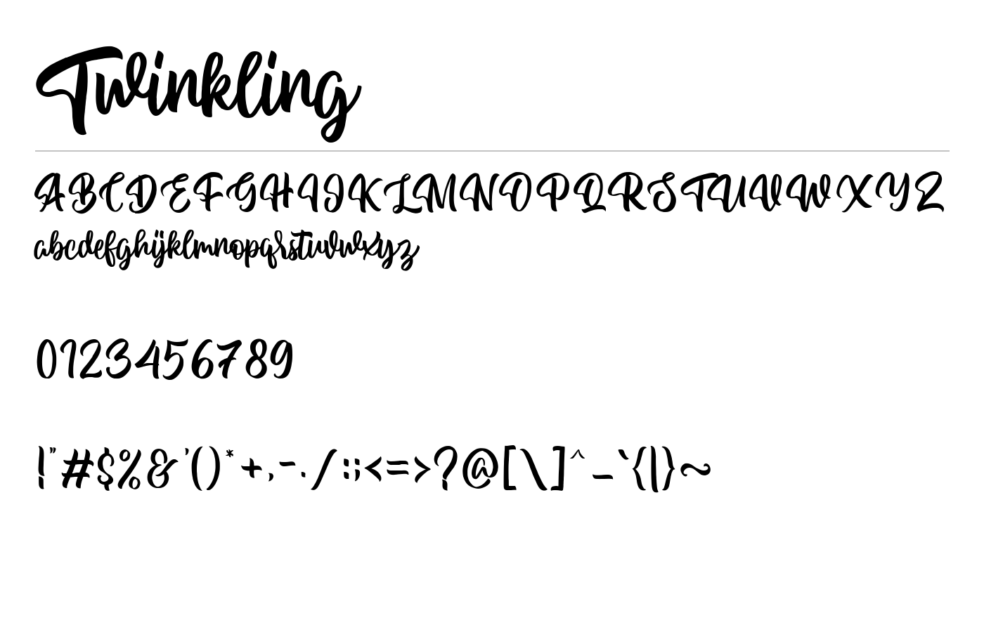 Twinkling Font preview